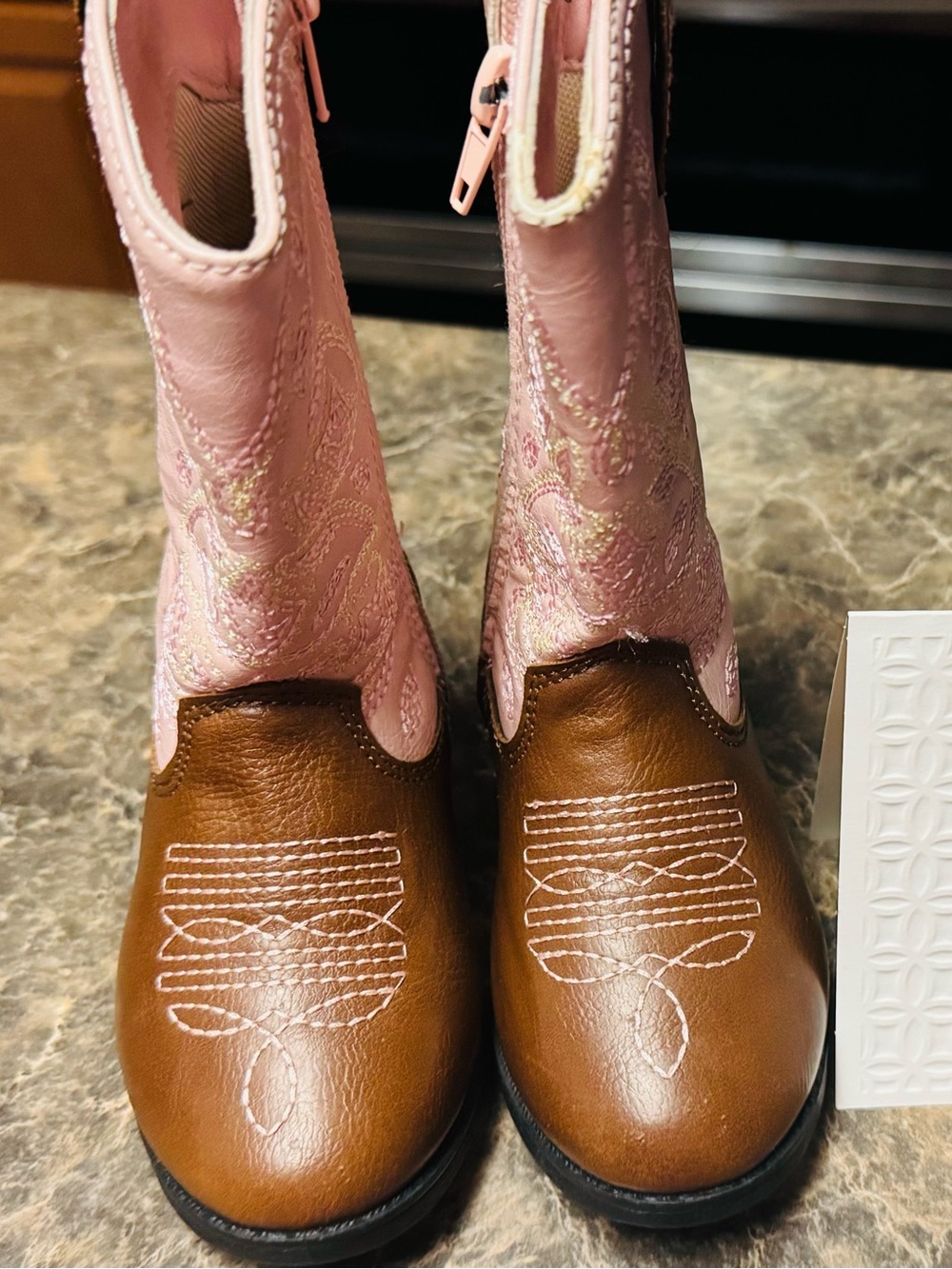 Kensie Pink and Brown Girls Western Ankle Booties
